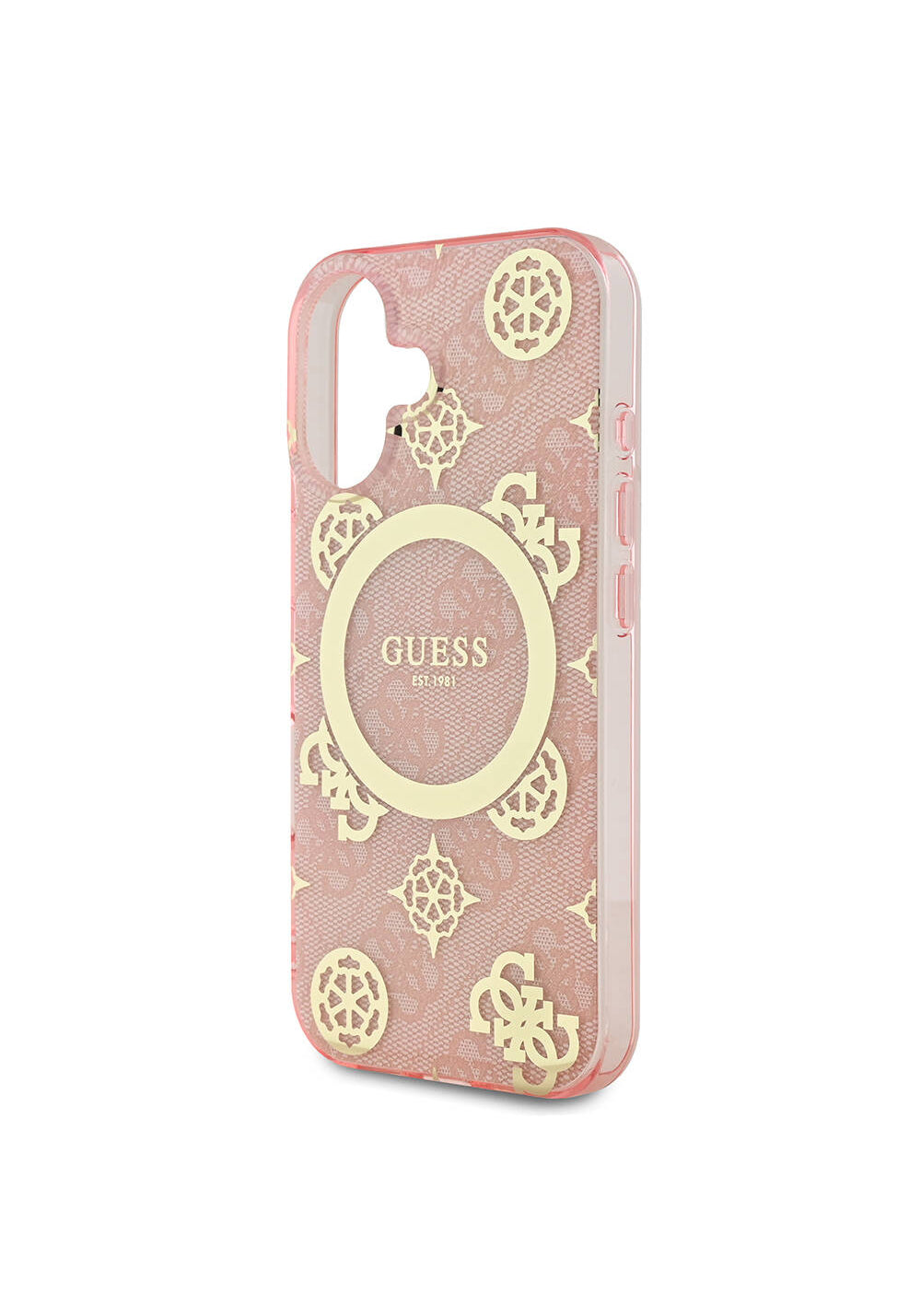 Apple iPhone 16 Plus Kılıf Guess Orijinal Lisanslı Manyetik Şarj Uyumlu 4G Desenli IML Yazı Logolu Peony Kapak