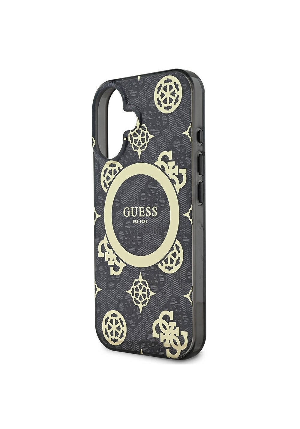 Apple iPhone 16 Plus Kılıf Guess Orijinal Lisanslı Manyetik Şarj Uyumlu 4G Desenli IML Yazı Logolu Peony Kapak