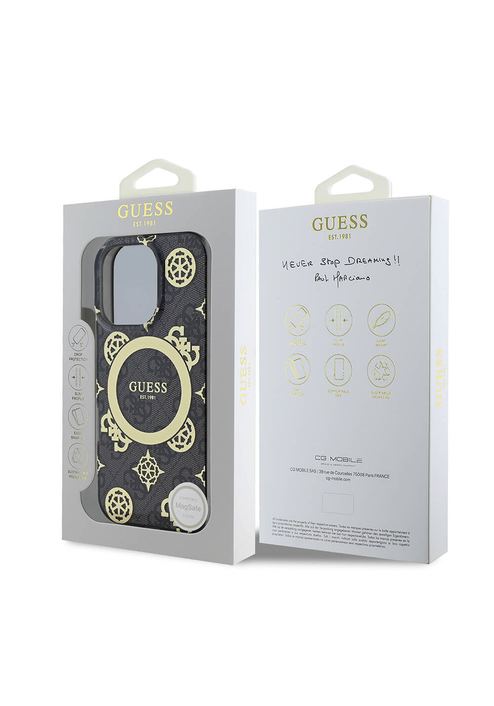 Apple iPhone 16 Pro Kılıf Guess Orijinal Lisanslı Manyetik Şarj Uyumlu IML Peony ve 4G Desenli Klasik Logolu Kapak