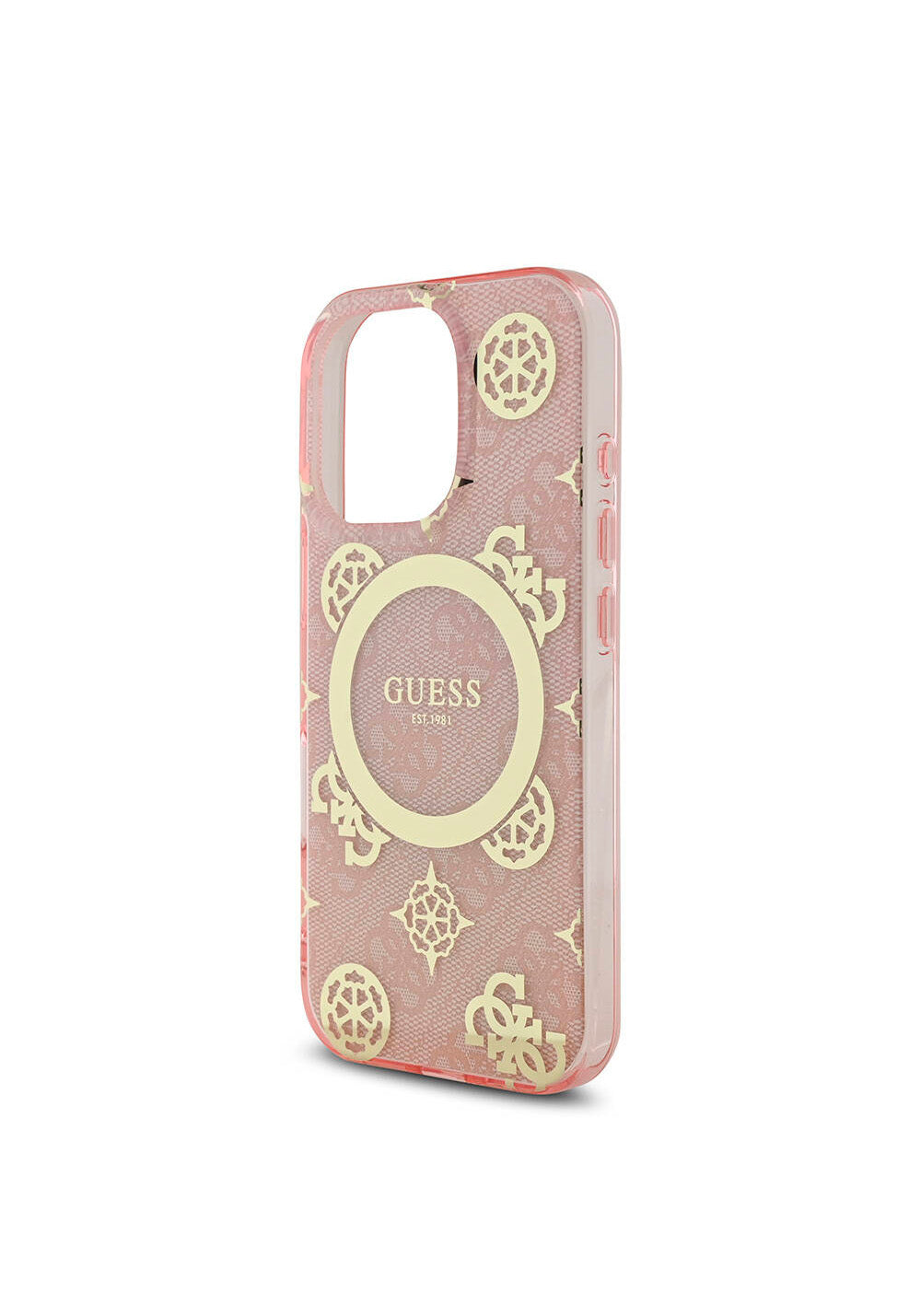 Apple iPhone 16 Pro Kılıf Guess Orijinal Lisanslı Manyetik Şarj Uyumlu IML Peony ve 4G Desenli Klasik Logolu Kapak