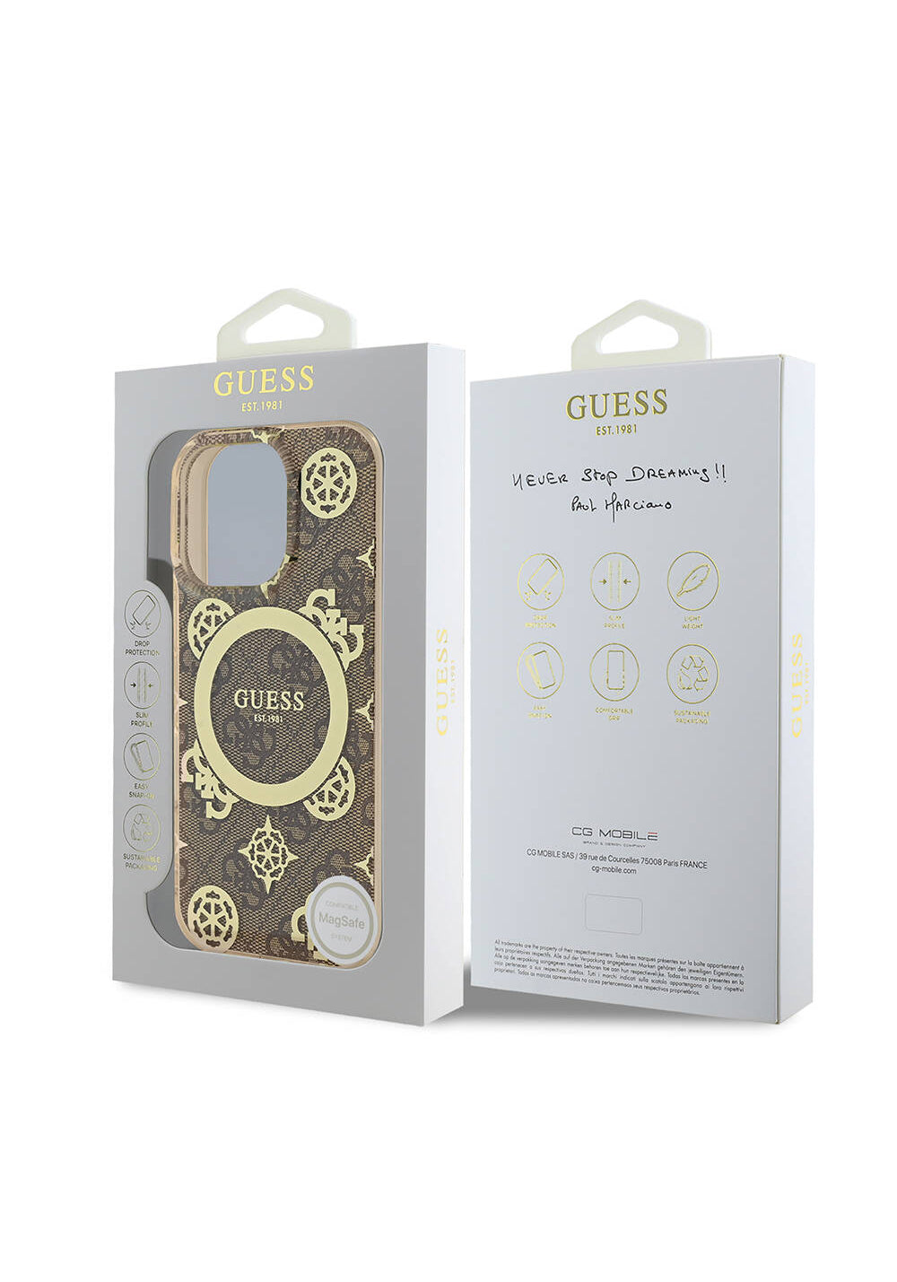 Apple iPhone 16 Pro Max Kılıf Guess Orijinal Lisanslı Manyetik Şarj Uyumlu IML Peony ve 4G Desenli Klasik Logolu Kapak
