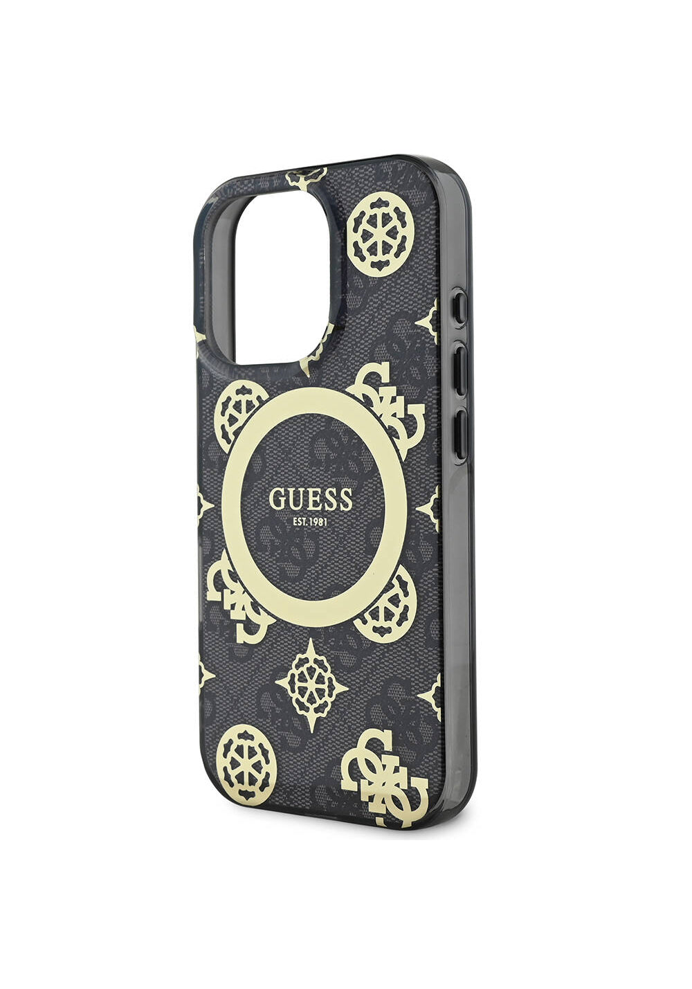 Apple iPhone 16 Pro Max Kılıf Guess Orijinal Lisanslı Manyetik Şarj Uyumlu IML Peony ve 4G Desenli Klasik Logolu Kapak