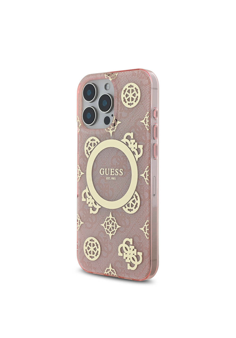 Apple iPhone 16 Pro Max Kılıf Guess Orijinal Lisanslı Manyetik Şarj Uyumlu IML Peony ve 4G Desenli Klasik Logolu Kapak