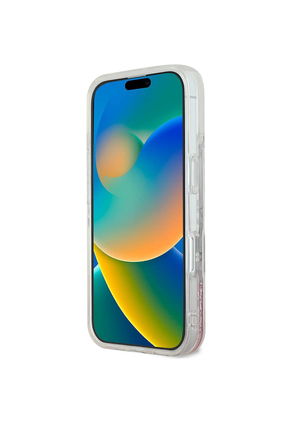 Apple iPhone 16 Kılıf Guess Orijinal Lisanslı Manyetik Şarj Uyumlu Sıvılı Simli Çiçek Desenli Kapak