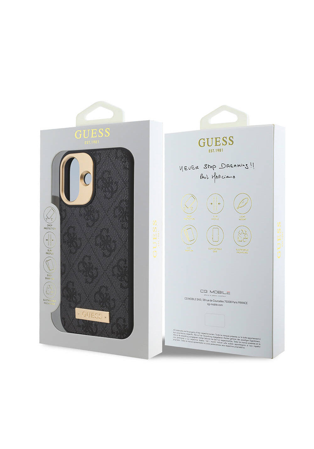 Apple iPhone 16 Kılıf Guess Orijinal Lisanslı Manyetik Şarj Uyumlu PU 4G Desenli Metal Plaka Klasik Logolu Kapak