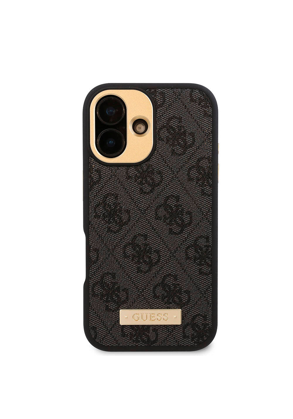 Apple iPhone 16 Plus Kılıf Guess Orijinal Lisanslı Manyetik Şarj Uyumlu PU 4G Desenli Metal Plaka Klasik Logolu Kapak