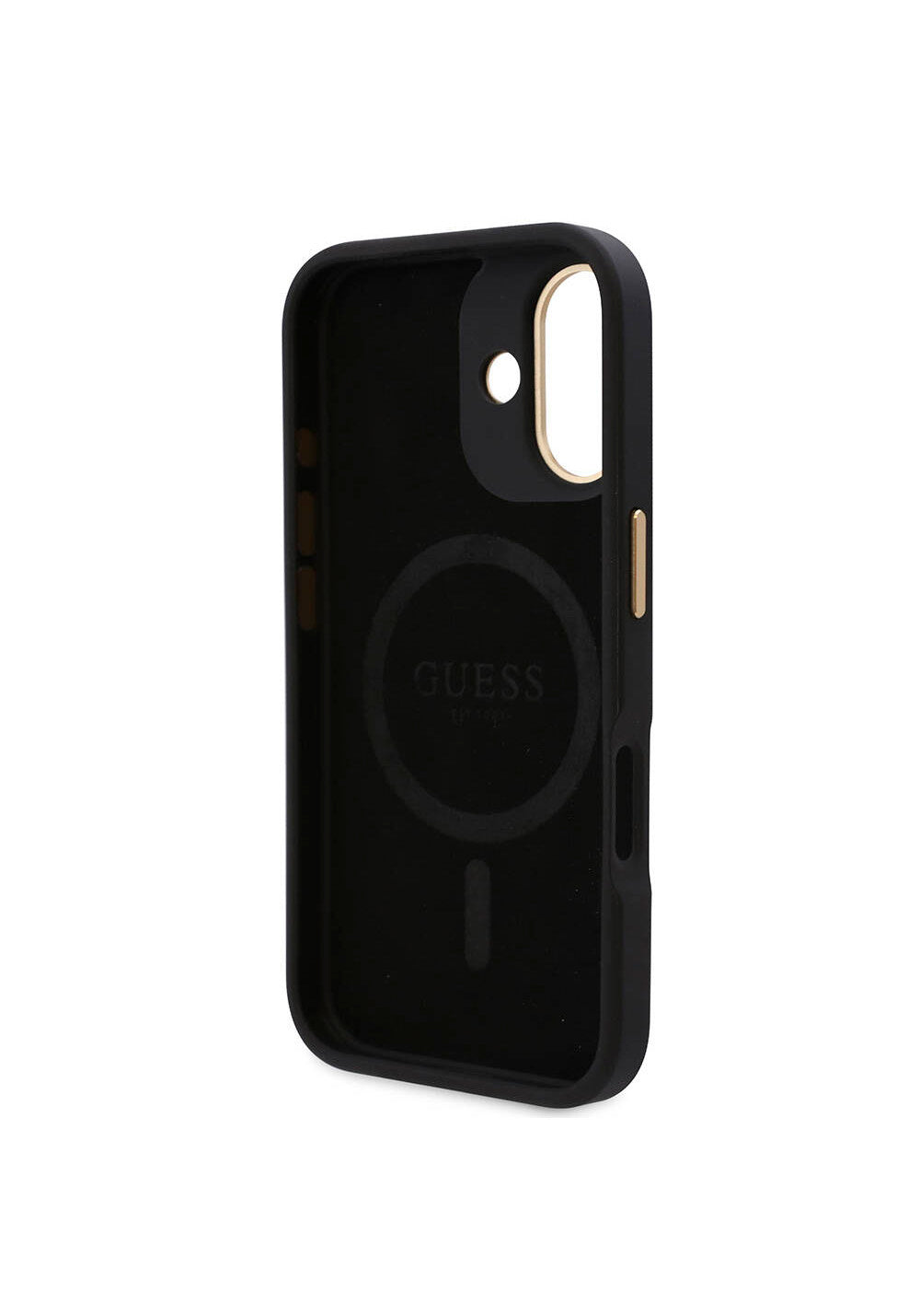 Apple iPhone 16 Plus Kılıf Guess Orijinal Lisanslı Manyetik Şarj Uyumlu PU 4G Desenli Metal Plaka Klasik Logolu Kapak