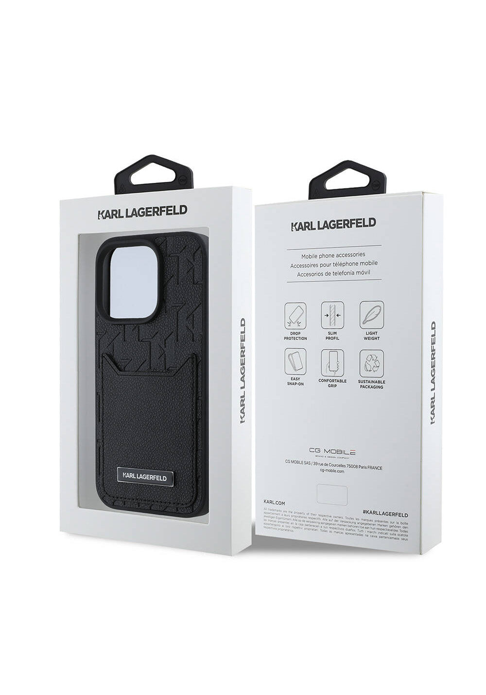 Apple iPhone 16 Pro Max Kılıf Karl Lagerfeld Orijinal Lisanslı Kartlıklı Monogram Sıcak Damgalı Elongated Logo Kapak