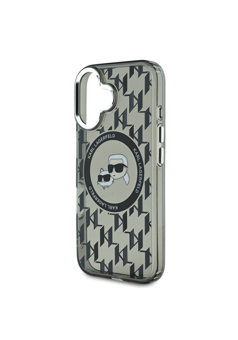 Apple iPhone 16 Kılıf Karl Lagerfeld Orijinal Lisanslı Manyetik Şarj Uyumlu IML Baskılı Metal Monogram KC Heads Kapak