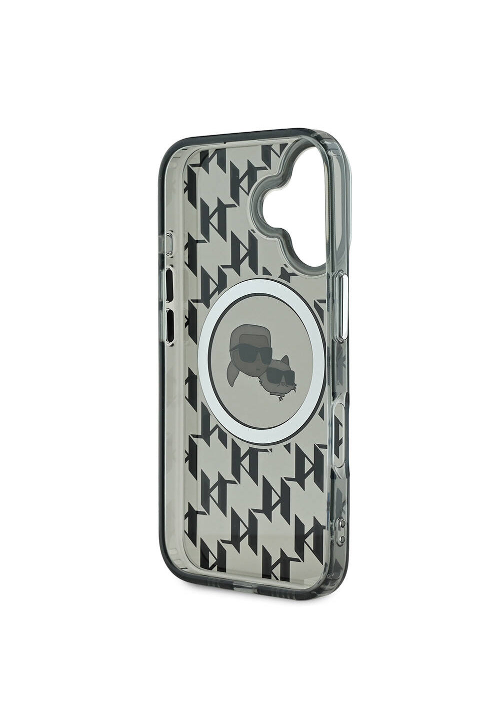 Apple iPhone 16 Kılıf Karl Lagerfeld Orijinal Lisanslı Manyetik Şarj Uyumlu IML Baskılı Metal Monogram KC Heads Kapak