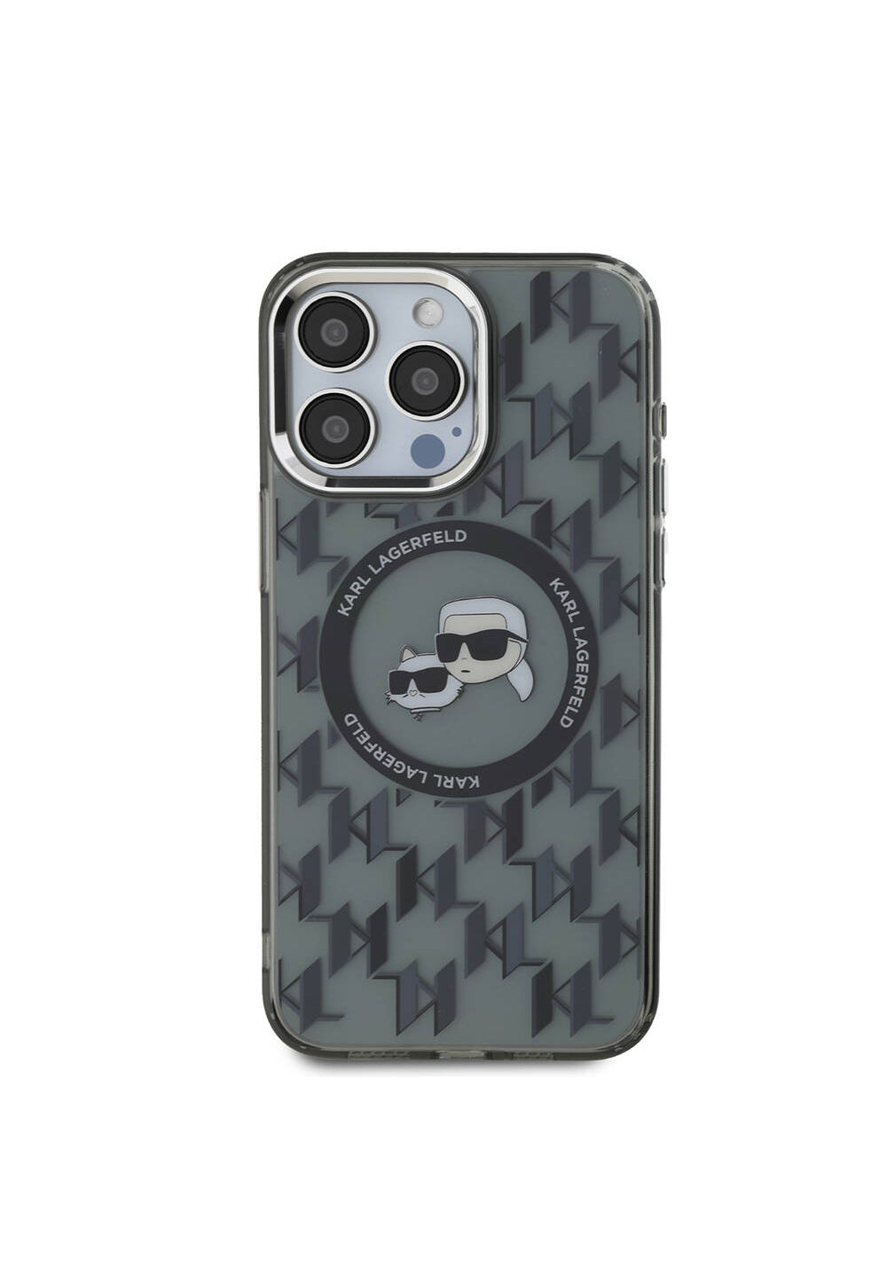 Apple iPhone 16 Pro Kılıf Karl Lagerfeld Orijinal Lisanslı Manyetik Şarj Uyumlu IML Baskılı Metal Monogram KC Heads Kapak