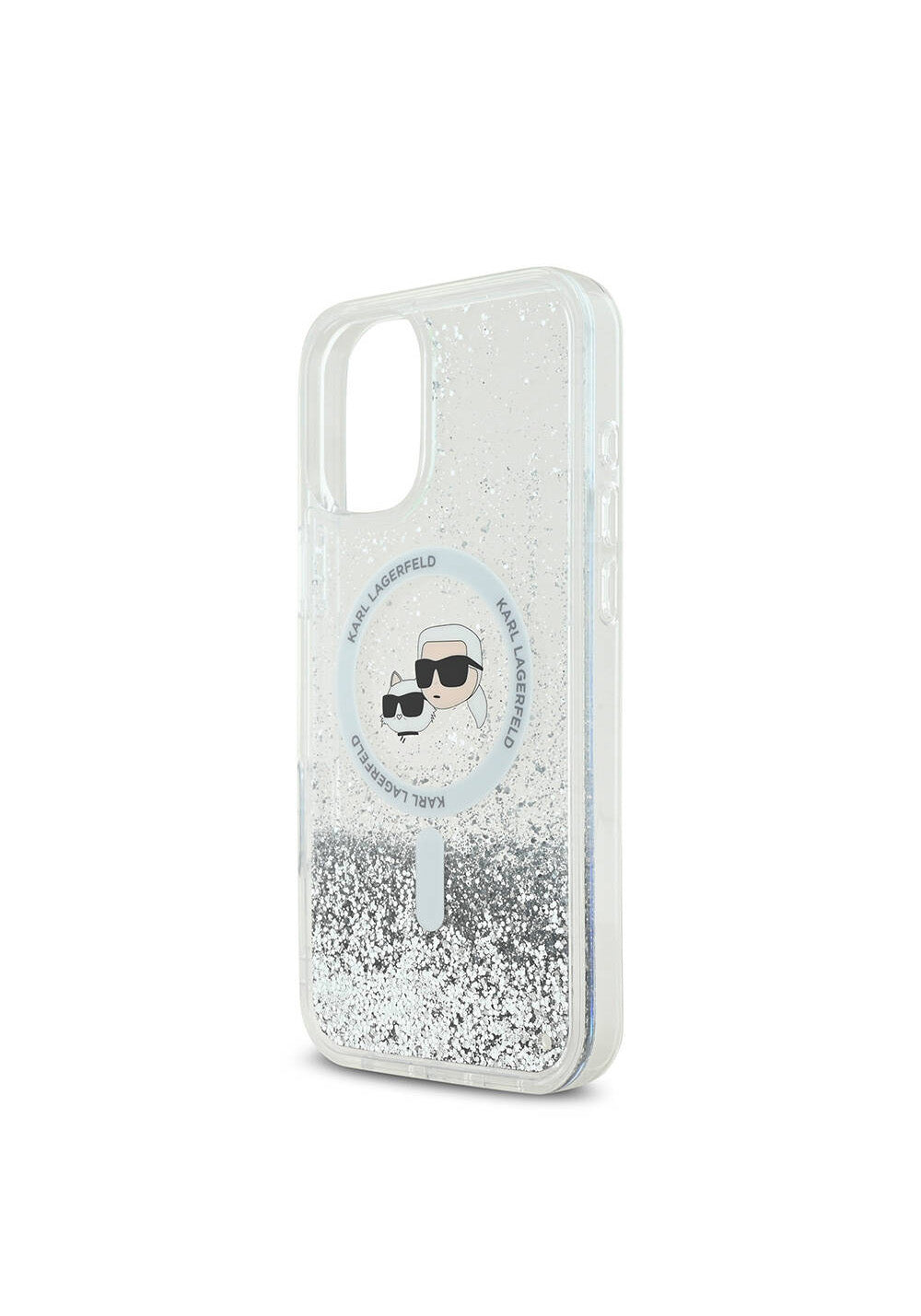 Apple iPhone 16 Plus Kılıf Karl Lagerfeld Orijinal Lisanslı Manyetik Şarj Uyumlu Sıvılı Simli K&C Heads Kapak