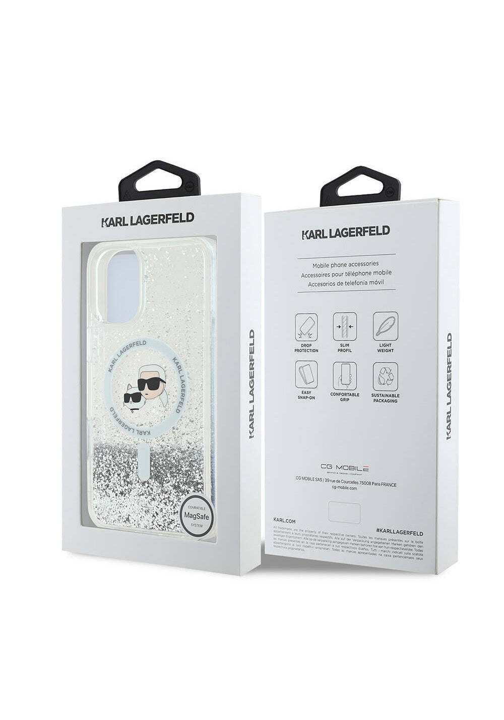 Apple iPhone 16 Plus Kılıf Karl Lagerfeld Orijinal Lisanslı Manyetik Şarj Uyumlu Sıvılı Simli K&C Heads Kapak
