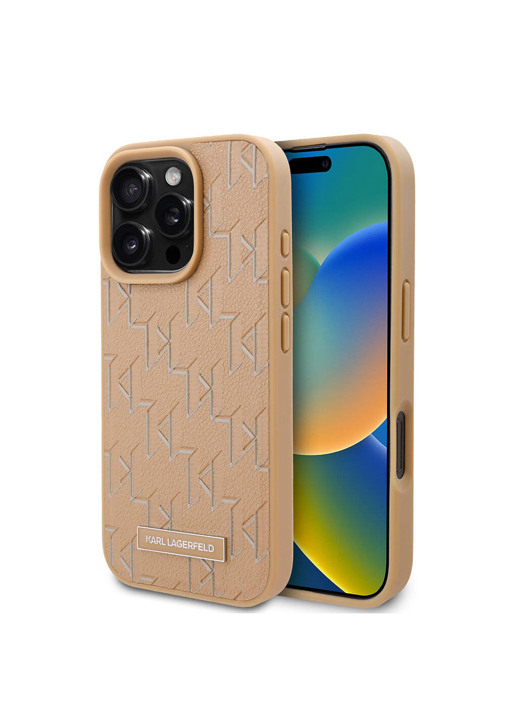 Apple iPhone 16 Pro Kılıf Karl Lagerfeld Orijinal Lisanslı Manyetik Şarj Uyumlu KL Yazılı Hot Stamp Kapak