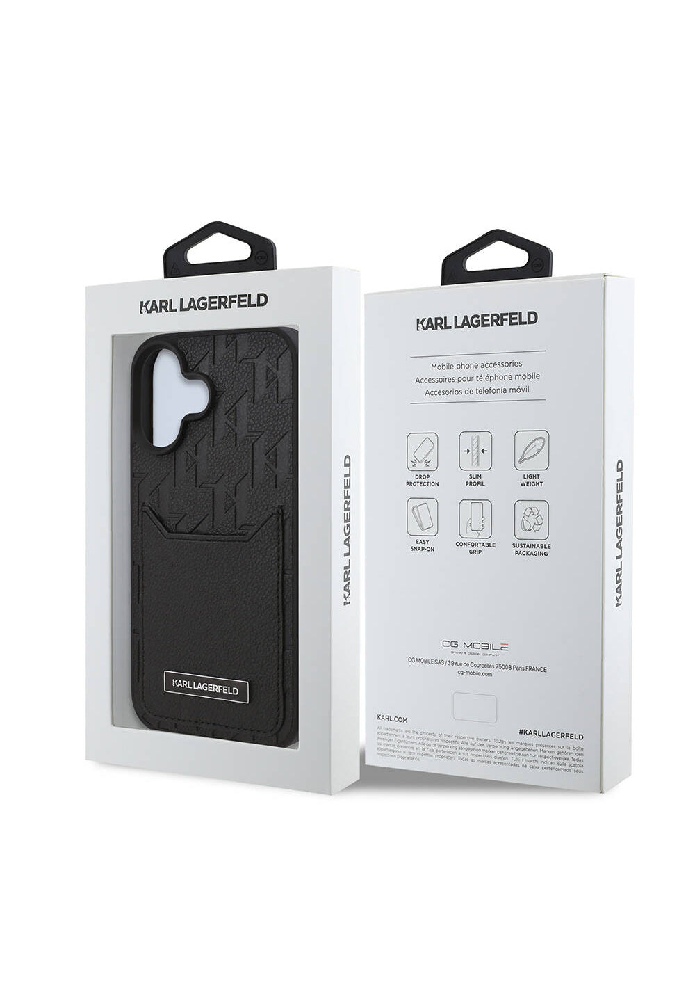 Apple iPhone 16 Kılıf Karl Lagerfeld Orijinal Lisanslı Kartlıklı Cardslot Monogram Kapak