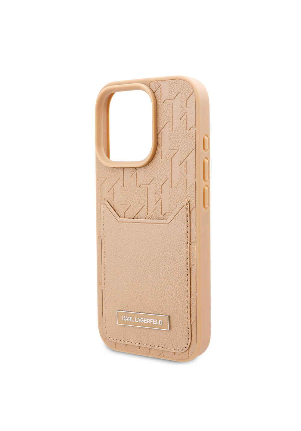 Apple iPhone 16 Pro Kılıf Karl Lagerfeld Orijinal Lisanslı KL Desenli Kartlıklı Monogram Kapak