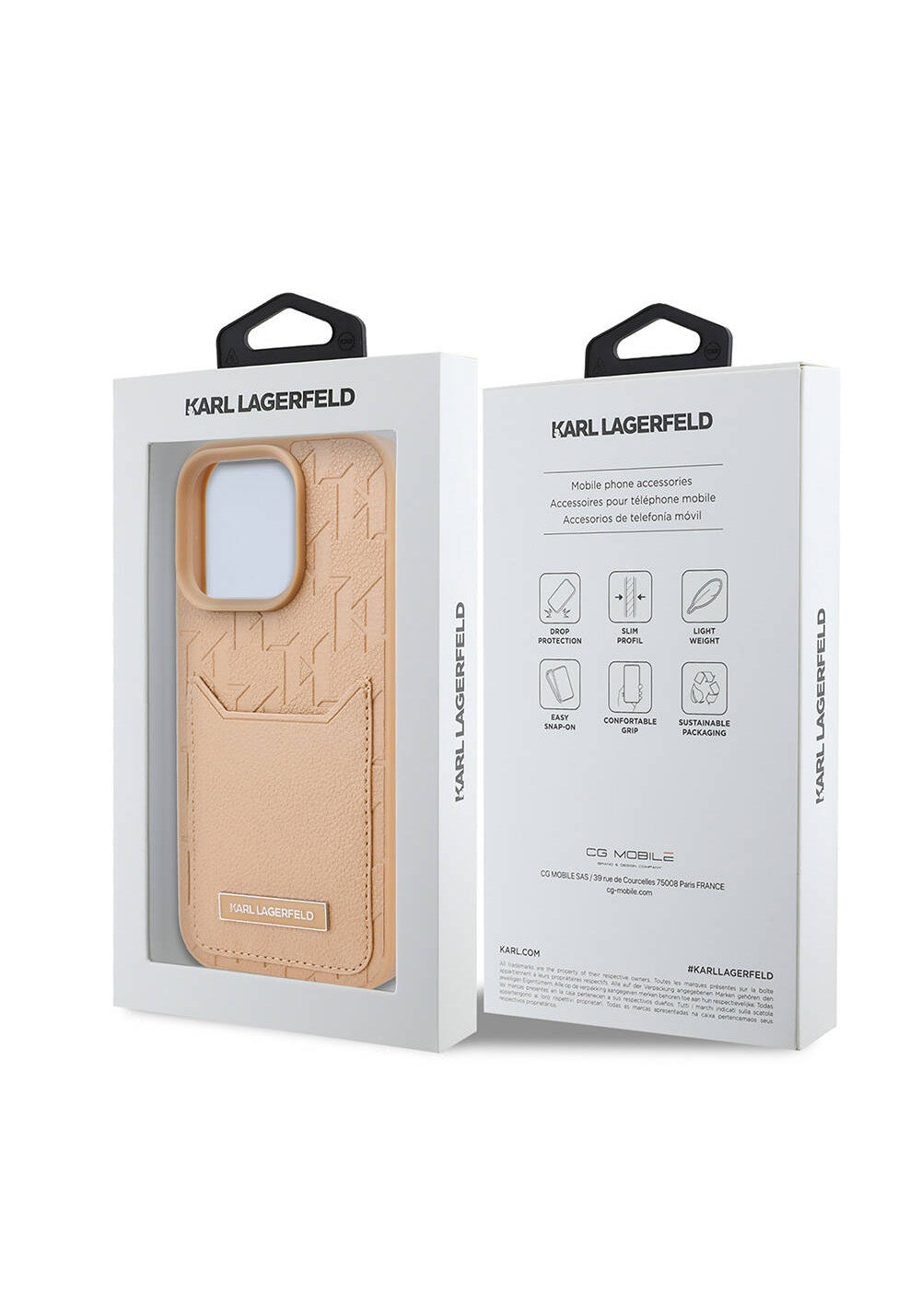 Apple iPhone 16 Pro Kılıf Karl Lagerfeld Orijinal Lisanslı KL Desenli Kartlıklı Monogram Kapak