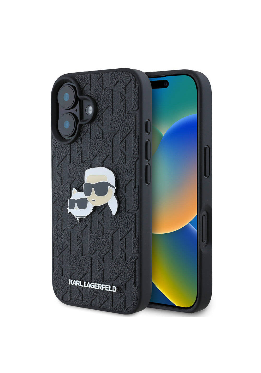 Apple iPhone 16 Kılıf Karl Lagerfeld Orijinal Lisanslı K&C Heads Monogram Pin Kapak