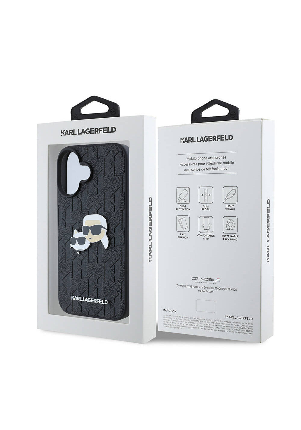 Apple iPhone 16 Plus Kılıf Karl Lagerfeld Orijinal Lisanslı K&C Heads Monogram Pin Kapak