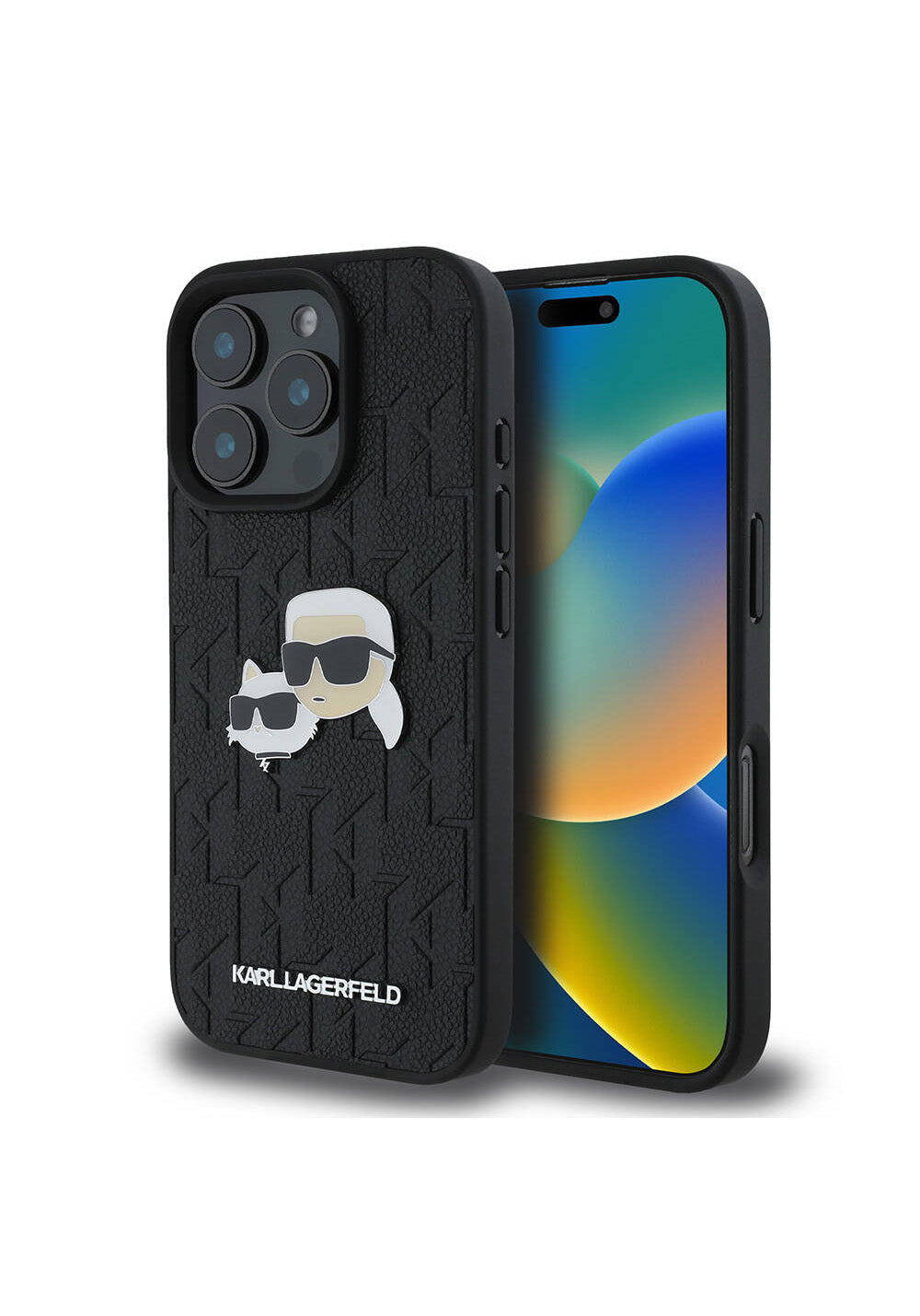 Apple iPhone 16 Pro Kılıf Karl Lagerfeld Orijinal Lisanslı K&C Heads Monogram Pin Kapak