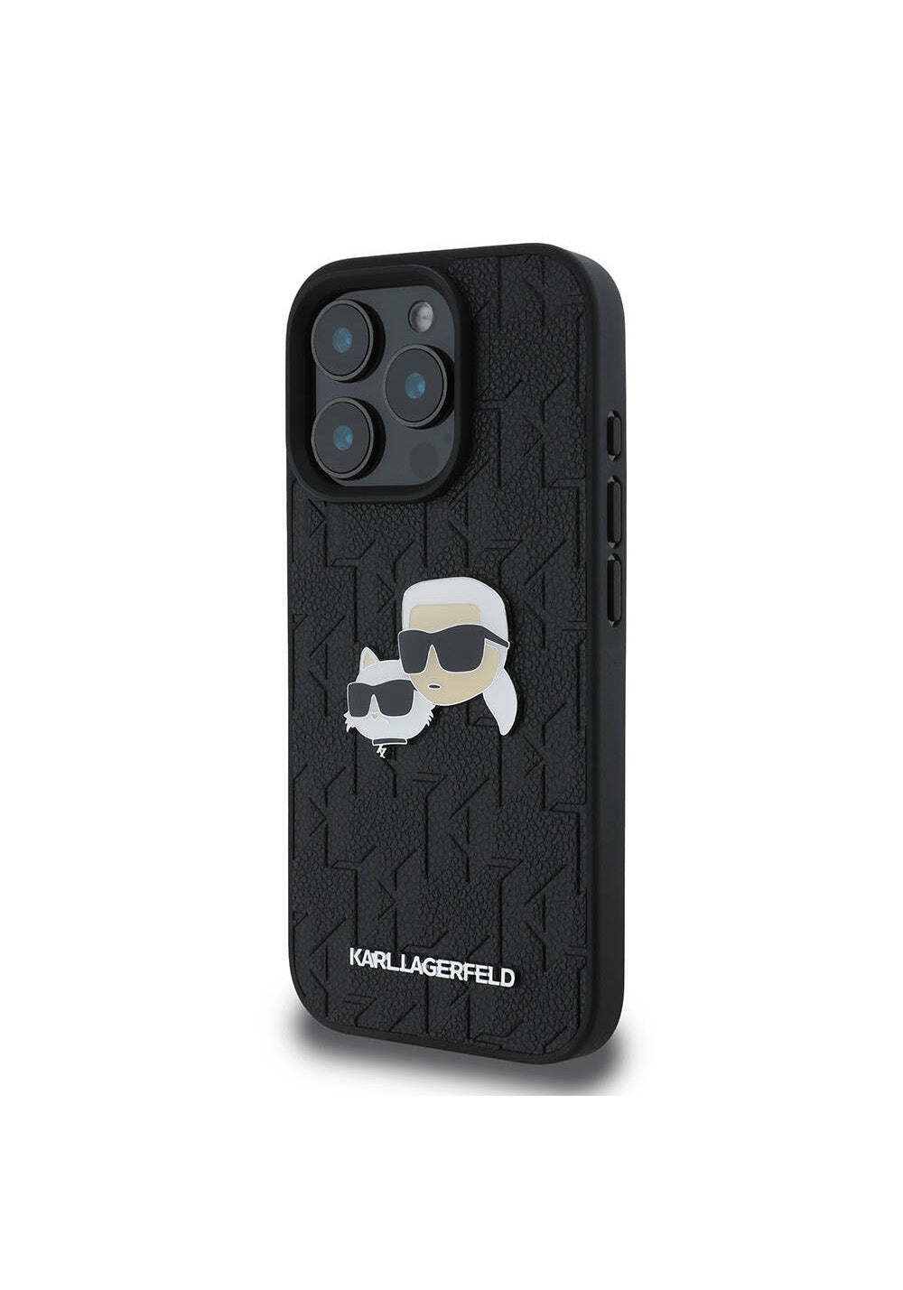 Apple iPhone 16 Pro Kılıf Karl Lagerfeld Orijinal Lisanslı K&C Heads Monogram Pin Kapak