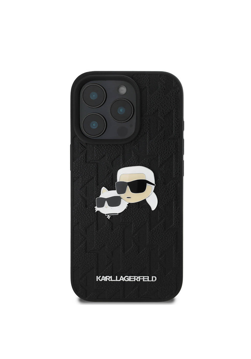 Apple iPhone 16 Pro Kılıf Karl Lagerfeld Orijinal Lisanslı K&C Heads Monogram Pin Kapak