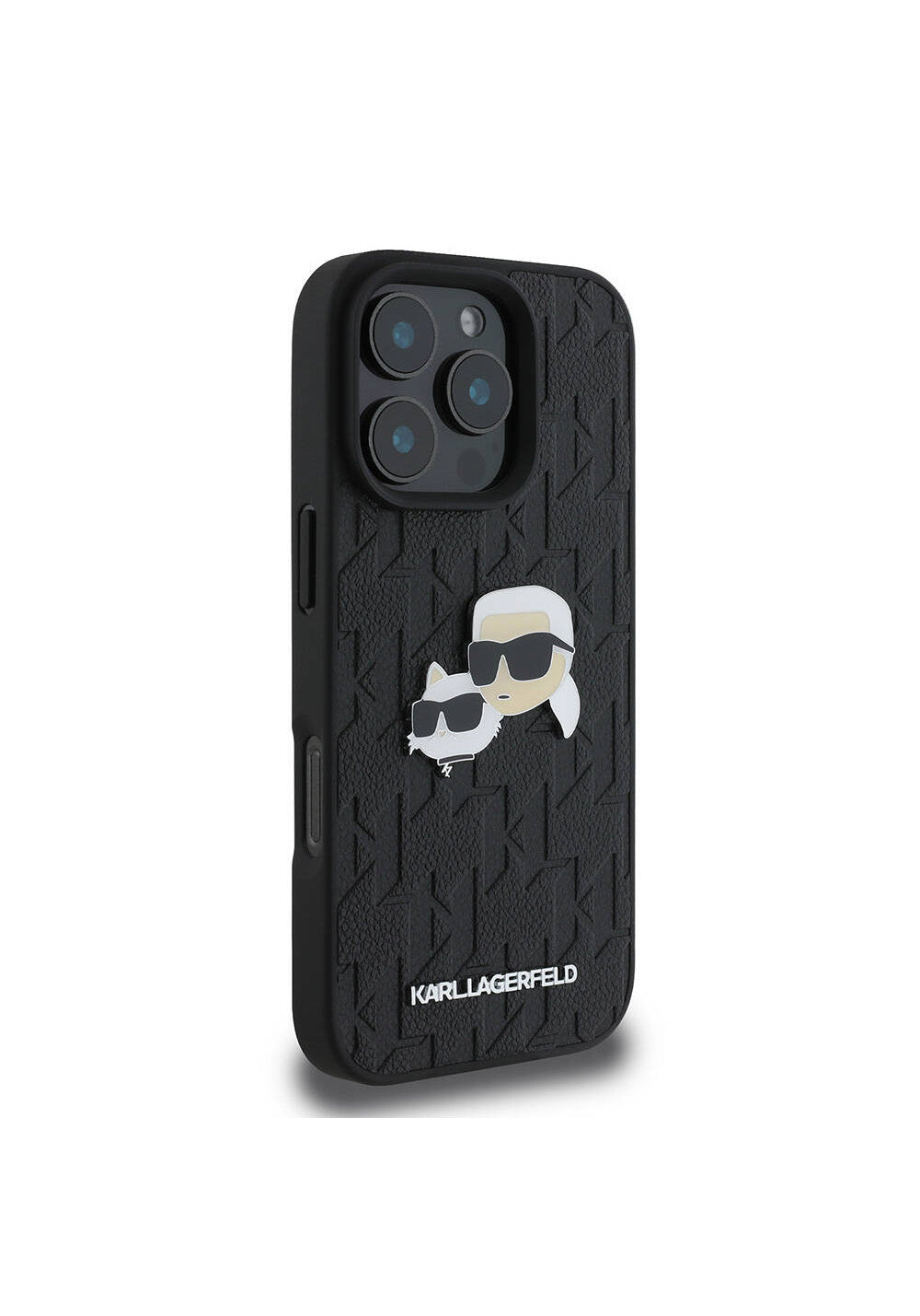 Apple iPhone 16 Pro Kılıf Karl Lagerfeld Orijinal Lisanslı K&C Heads Monogram Pin Kapak