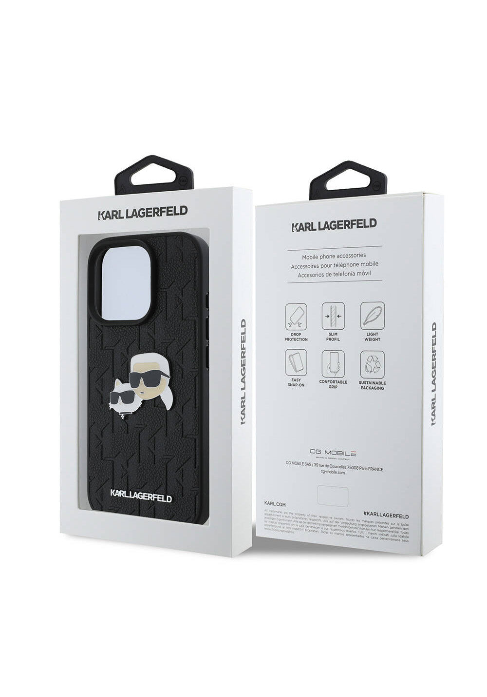 Apple iPhone 16 Pro Kılıf Karl Lagerfeld Orijinal Lisanslı K&C Heads Monogram Pin Kapak