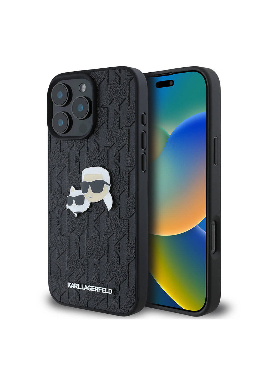 Apple iPhone 16 Pro Max Kılıf Karl Lagerfeld Orijinal Lisanslı K&C Heads Monogram Pin Kapak