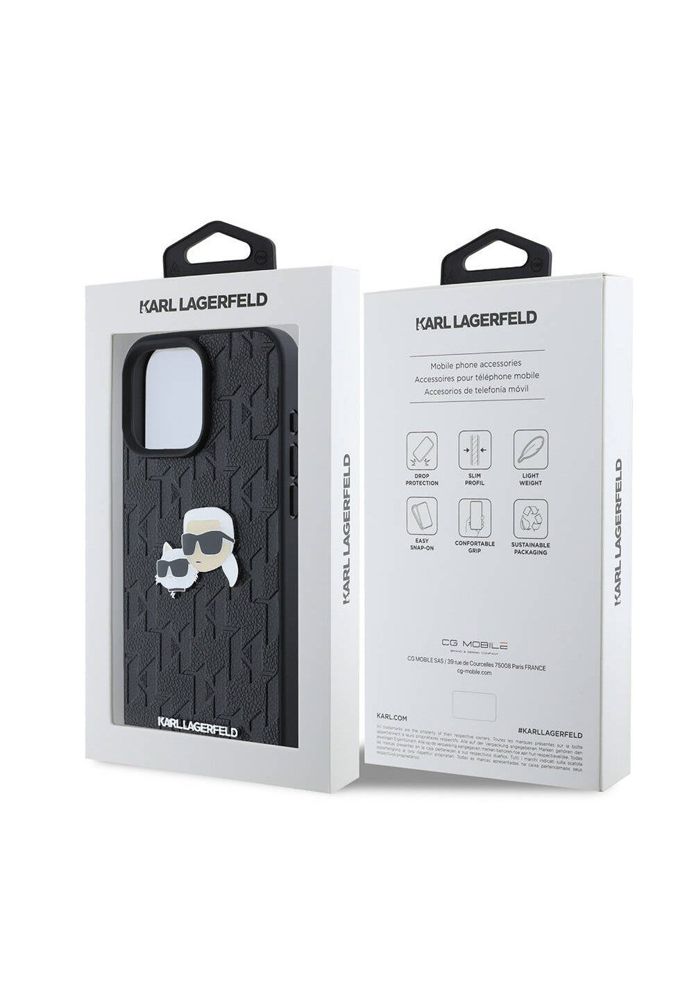 Apple iPhone 16 Pro Max Kılıf Karl Lagerfeld Orijinal Lisanslı K&C Heads Monogram Pin Kapak