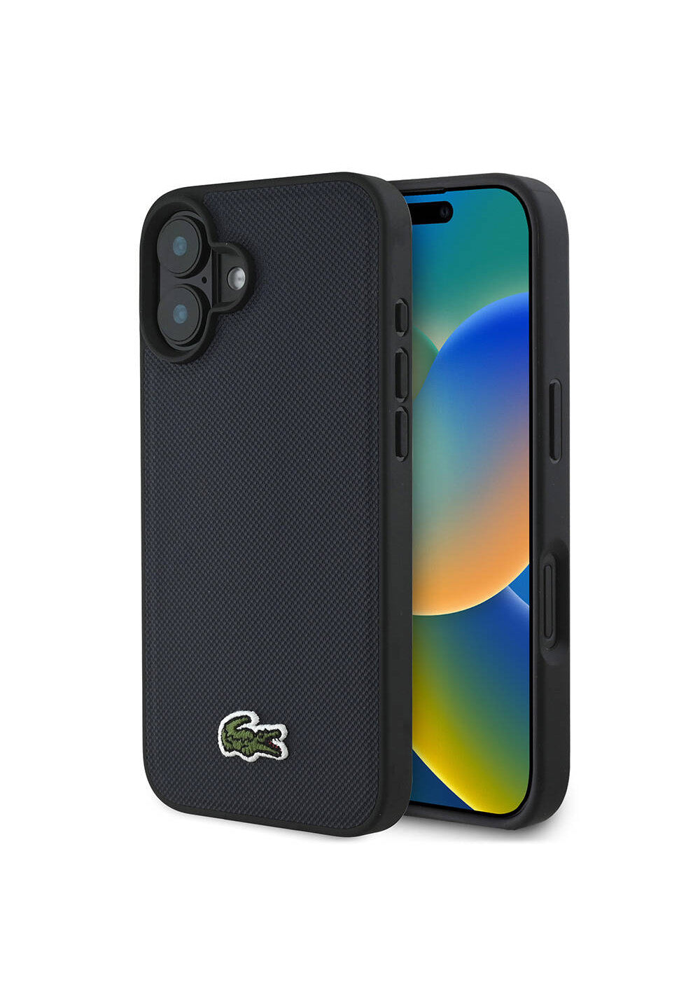 Apple iPhone 16 Kılıf Lacoste Orijinal Lisanslı PU Pike Desenli Arka Yüzey İkonik Timsah Dokuma Logolu Kapak