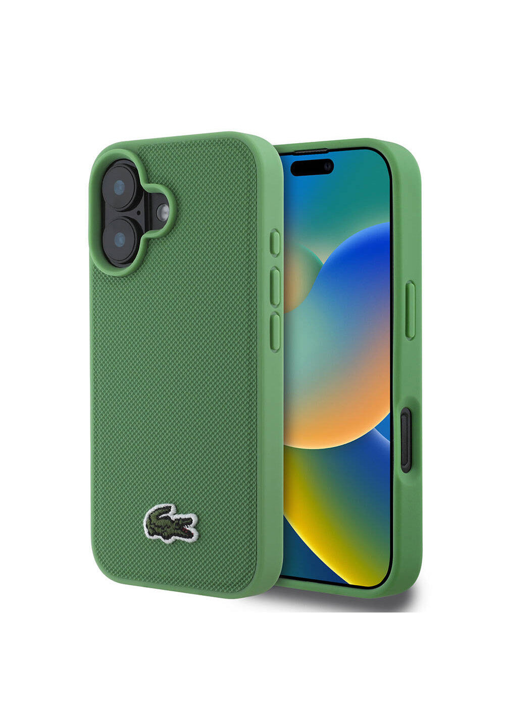 Apple iPhone 16 Kılıf Lacoste Orijinal Lisanslı PU Pike Desenli Arka Yüzey İkonik Timsah Dokuma Logolu Kapak