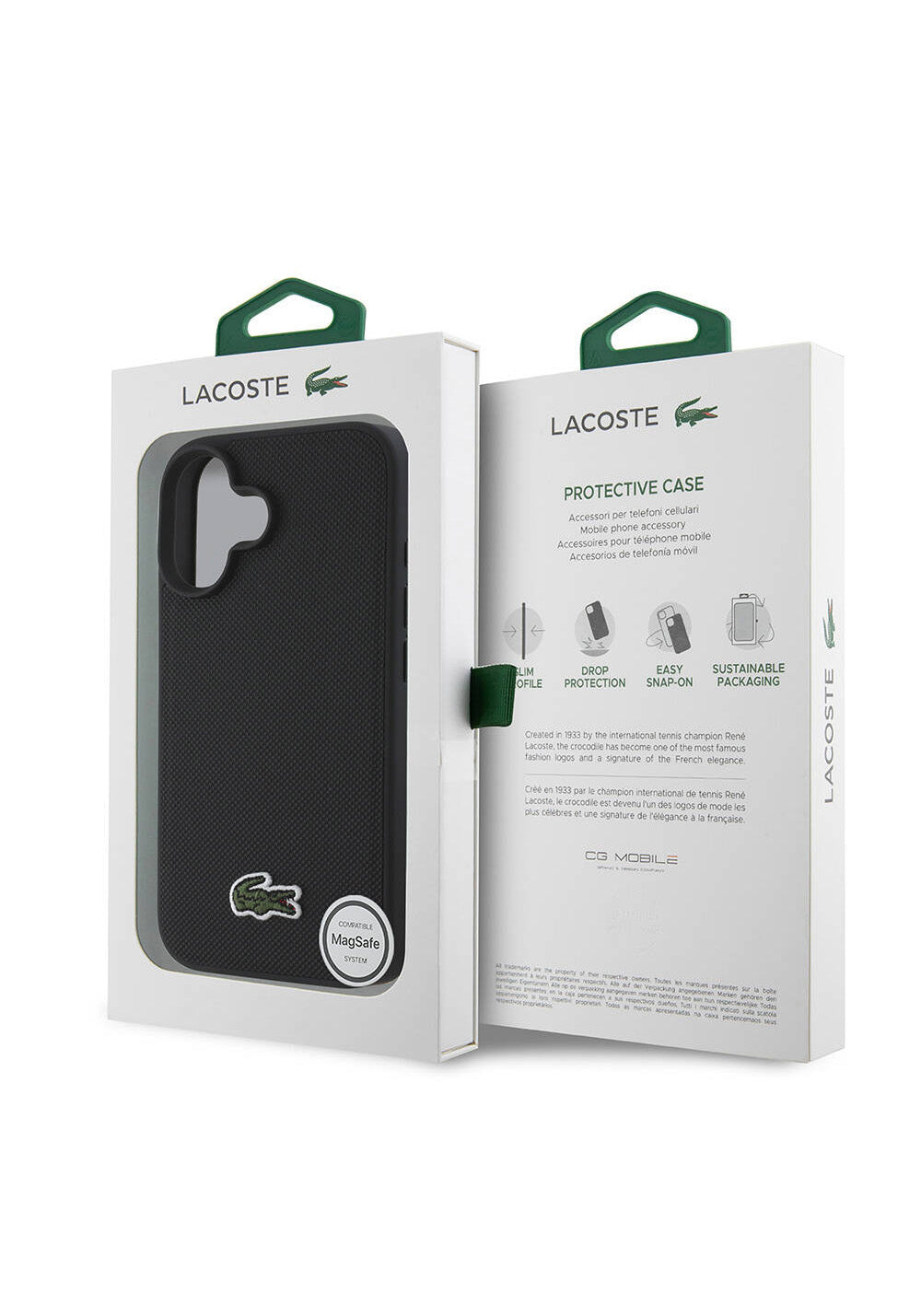 Apple iPhone 16 Kılıf Lacoste Orijinal Lisanslı PU Pike Desenli Arka Yüzey İkonik Timsah Dokuma Logolu Kapak