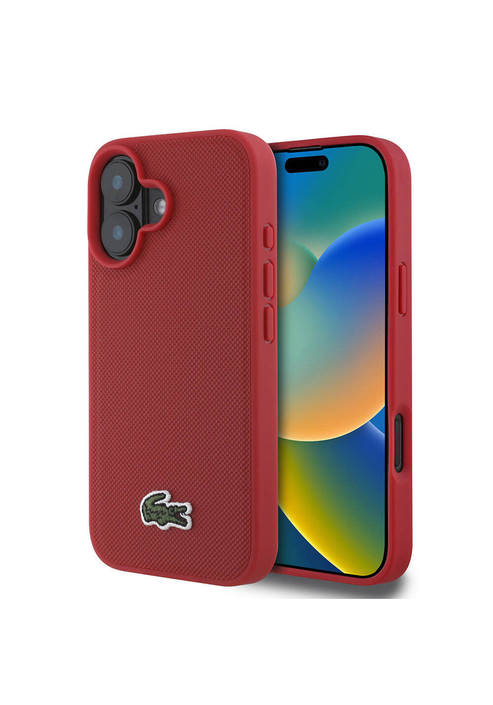Apple iPhone 16 Kılıf Lacoste Orijinal Lisanslı PU Pike Desenli Arka Yüzey İkonik Timsah Dokuma Logolu Kapak