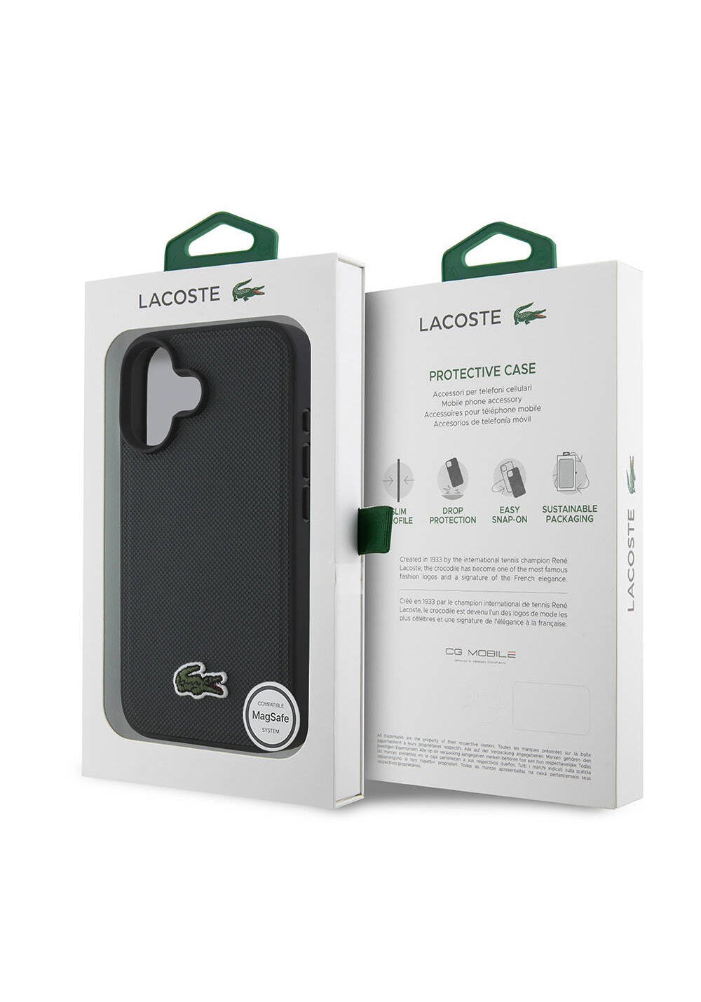 Apple iPhone 16 Plus Kılıf Lacoste Orijinal Lisanslı PU Pike Desenli Arka Yüzey İkonik Timsah Dokuma Logolu Kapak