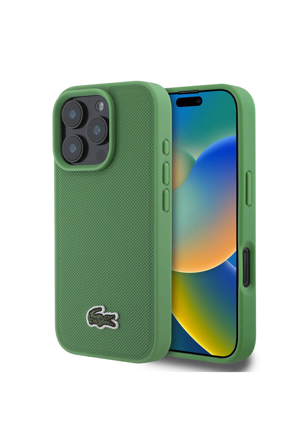 Apple iPhone 16 Pro Kılıf Lacoste Orijinal Lisanslı PU Pike Desenli Arka Yüzey İkonik Timsah Dokuma Logolu Kapak