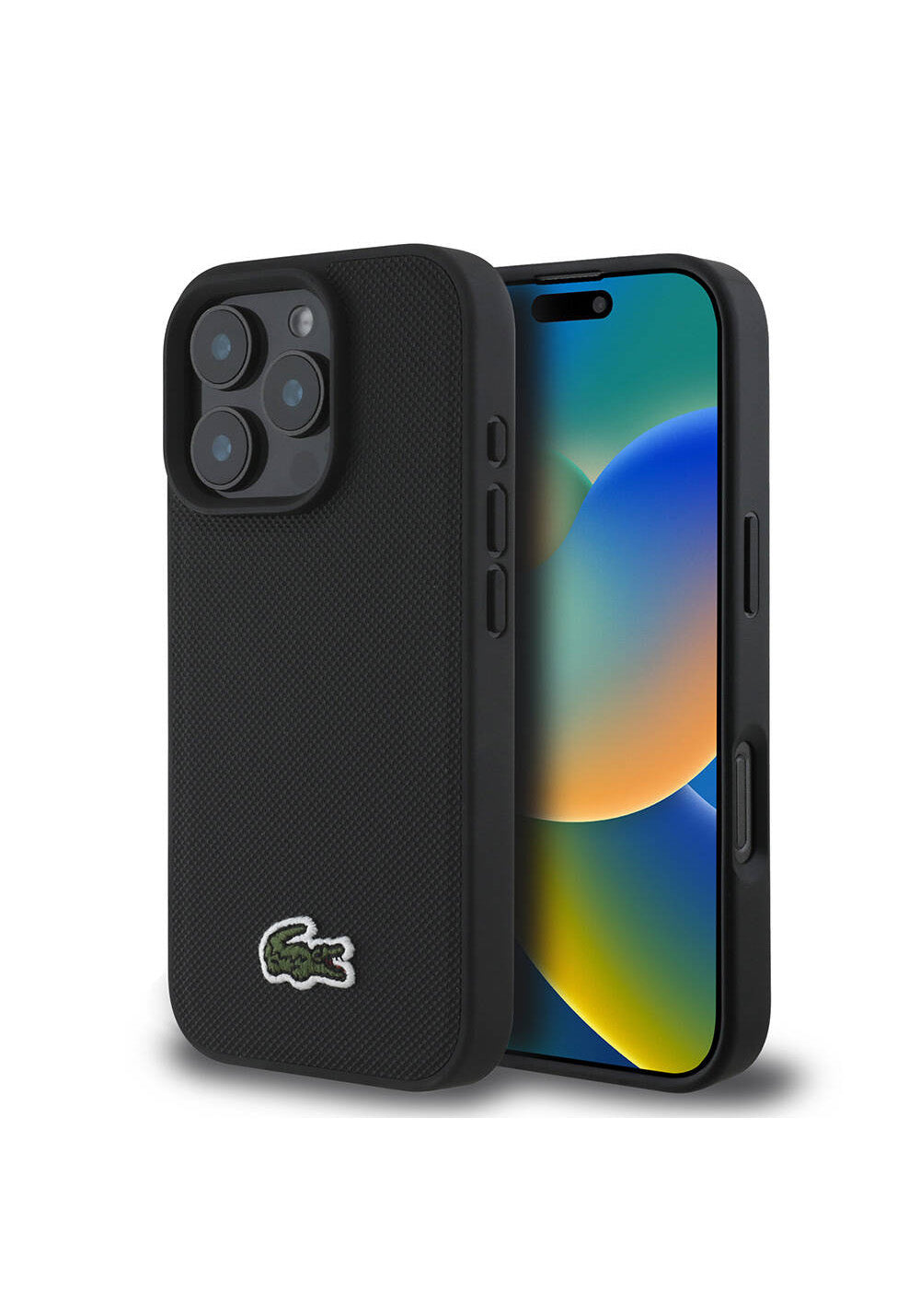 Apple iPhone 16 Pro Kılıf Lacoste Orijinal Lisanslı PU Pike Desenli Arka Yüzey İkonik Timsah Dokuma Logolu Kapak