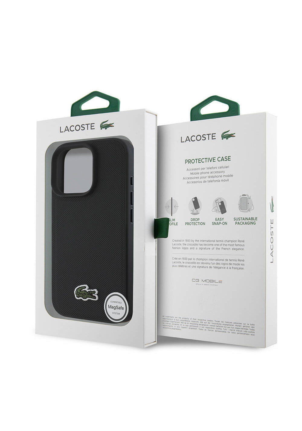 Apple iPhone 16 Pro Kılıf Lacoste Orijinal Lisanslı PU Pike Desenli Arka Yüzey İkonik Timsah Dokuma Logolu Kapak