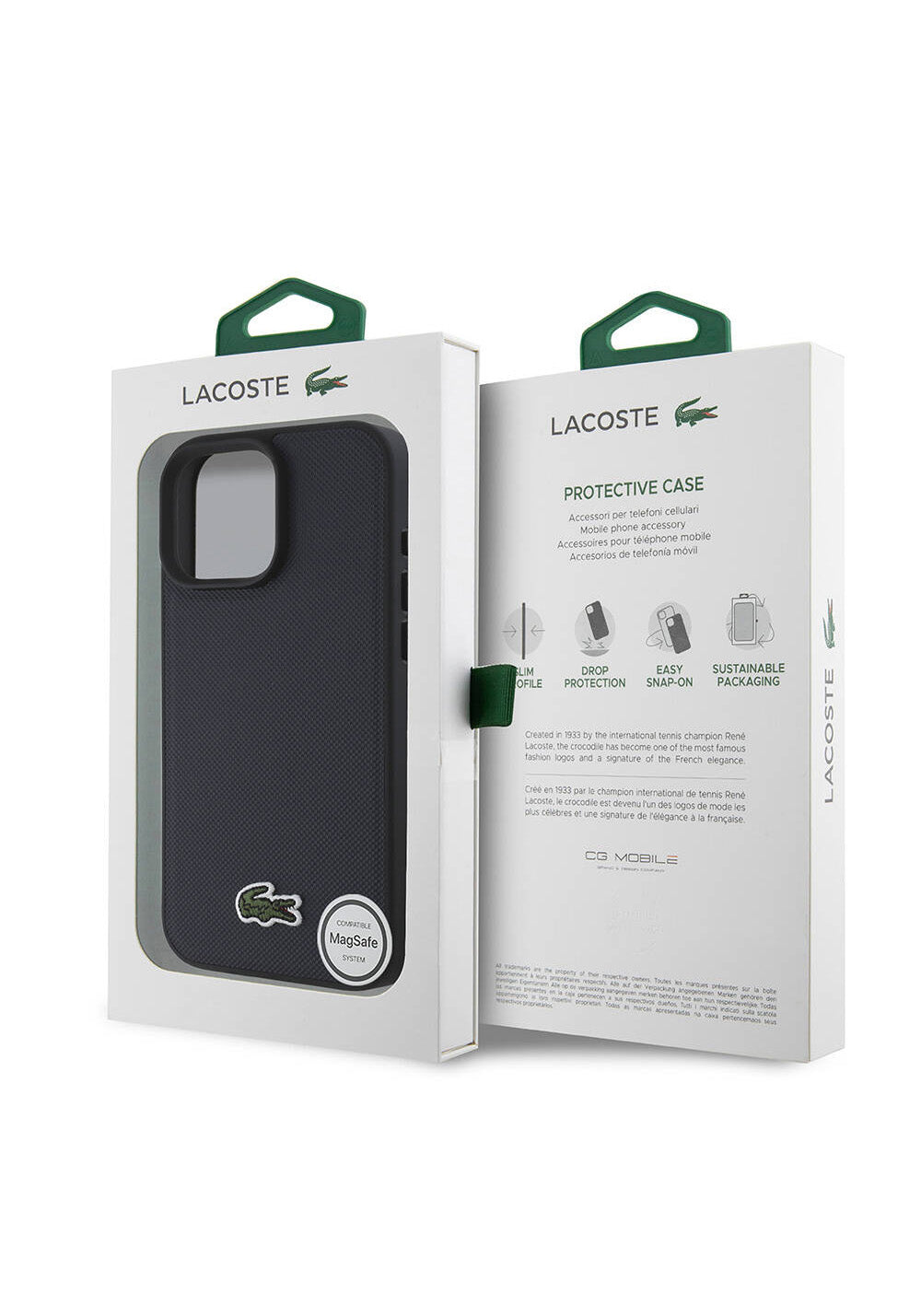 Apple iPhone 16 Pro Kılıf Lacoste Orijinal Lisanslı PU Pike Desenli Arka Yüzey İkonik Timsah Dokuma Logolu Kapak