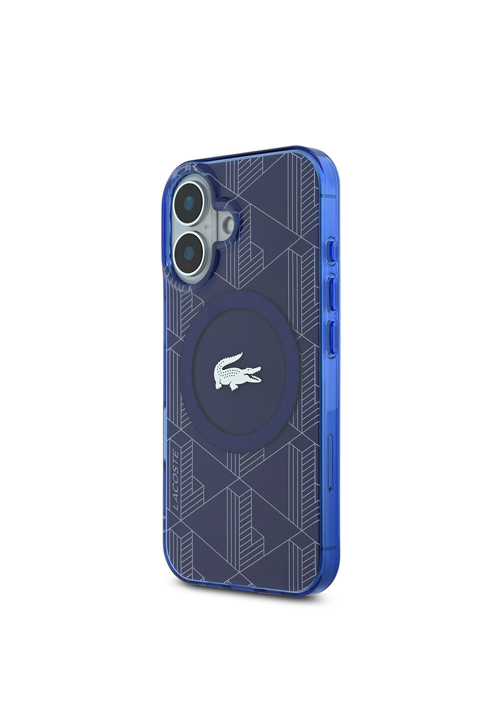 Apple iPhone 16 Kılıf Lacoste Orijinal Lisanslı Manyetik Şarj Uyumlu IML Baskılı Gümüş Timsah Logolu Monogram Kapak