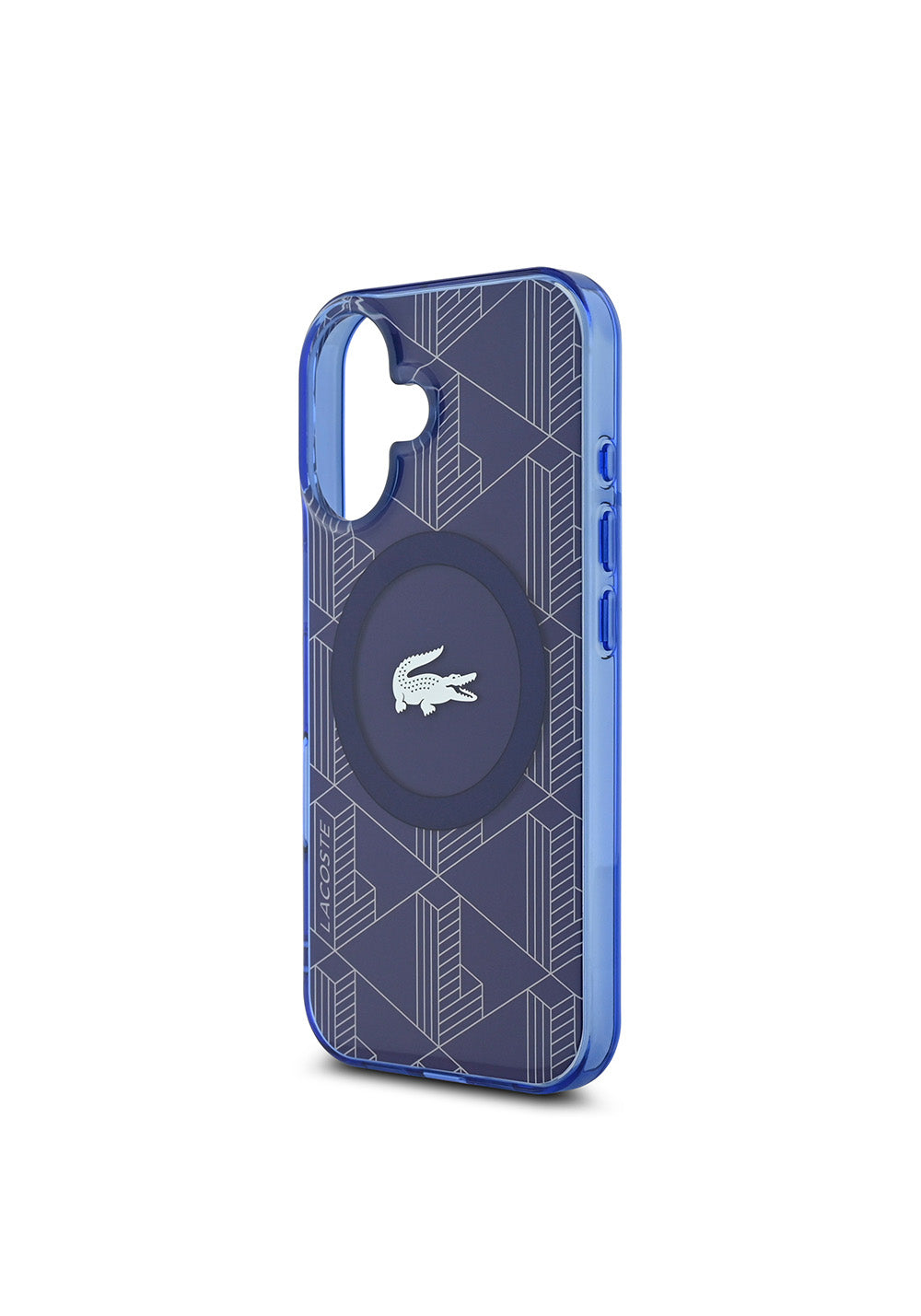 Apple iPhone 16 Kılıf Lacoste Orijinal Lisanslı Manyetik Şarj Uyumlu IML Baskılı Gümüş Timsah Logolu Monogram Kapak