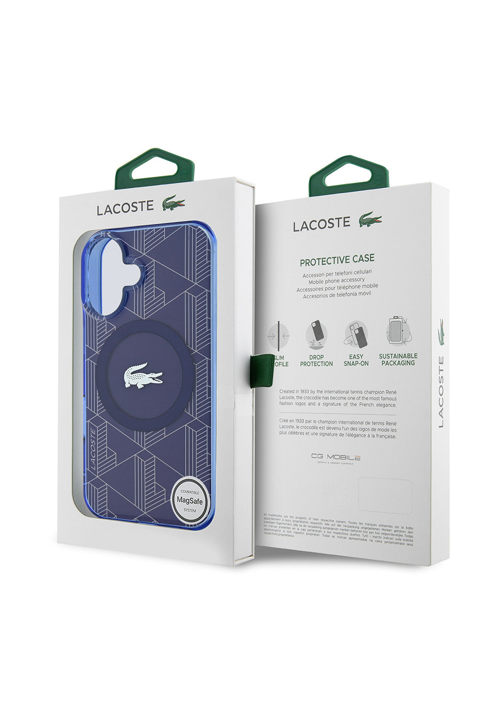 Apple iPhone 16 Kılıf Lacoste Orijinal Lisanslı Manyetik Şarj Uyumlu IML Baskılı Gümüş Timsah Logolu Monogram Kapak