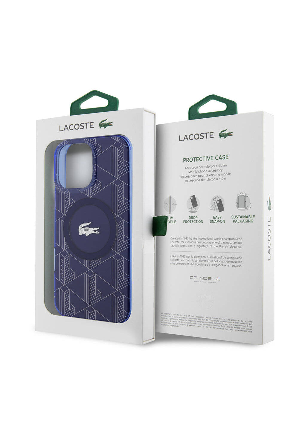 Apple iPhone 16 Pro Kılıf Lacoste Orijinal Lisanslı Manyetik Şarj Uyumlu IML Baskılı Gümüş Timsah Logolu Monogram Kapak
