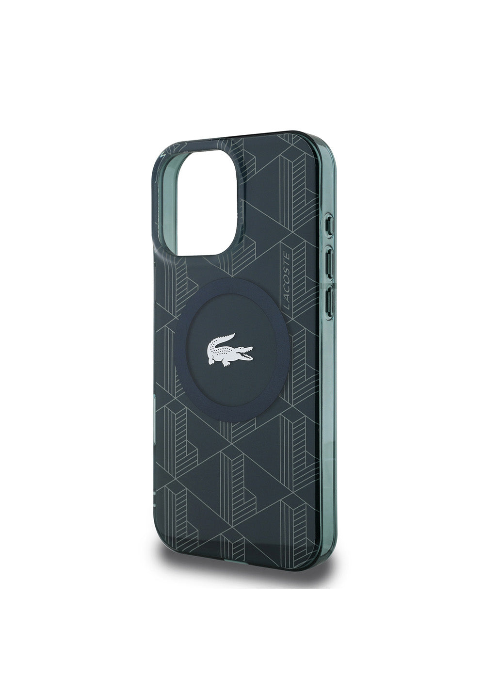 Apple iPhone 16 Pro Kılıf Lacoste Orijinal Lisanslı Manyetik Şarj Uyumlu IML Baskılı Gümüş Timsah Logolu Monogram Kapak