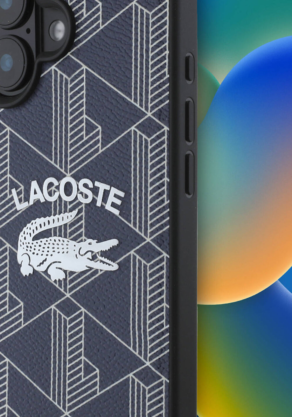 Apple iPhone 16 Kılıf Lacoste Orijinal Lisanslı Manyetik Şarj Uyumlu Mono Vintage Logo Kapak