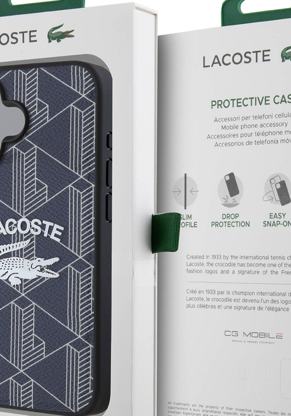 Apple iPhone 16 Kılıf Lacoste Orijinal Lisanslı Manyetik Şarj Uyumlu Mono Vintage Logo Kapak