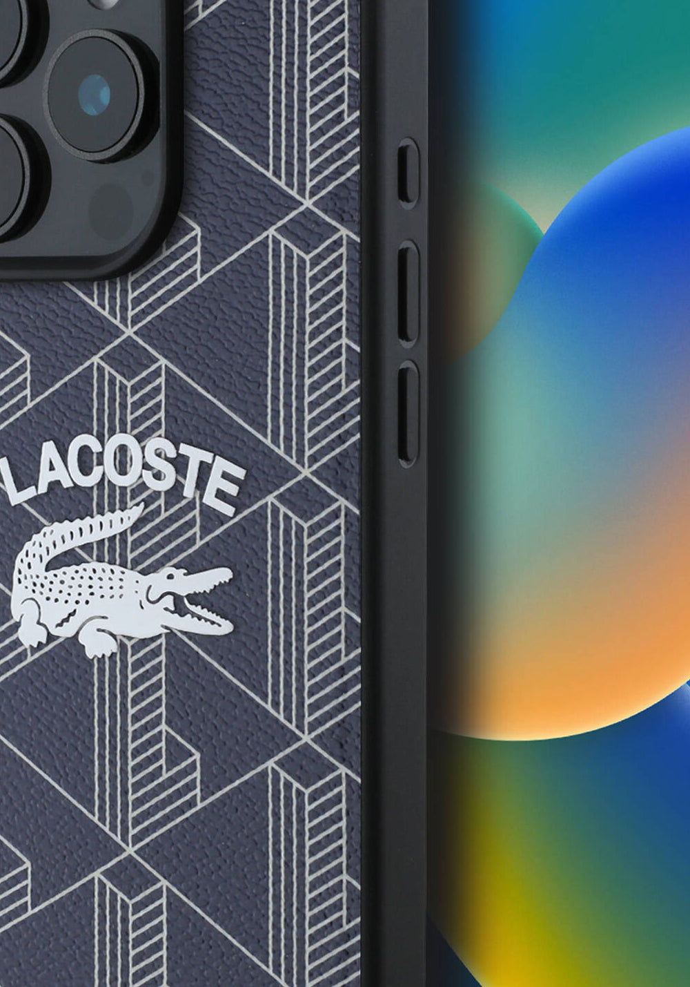 Apple iPhone 16 Pro Kılıf Lacoste Orijinal Lisanslı Manyetik Şarj Uyumlu Mono Vintage Logo Kapak