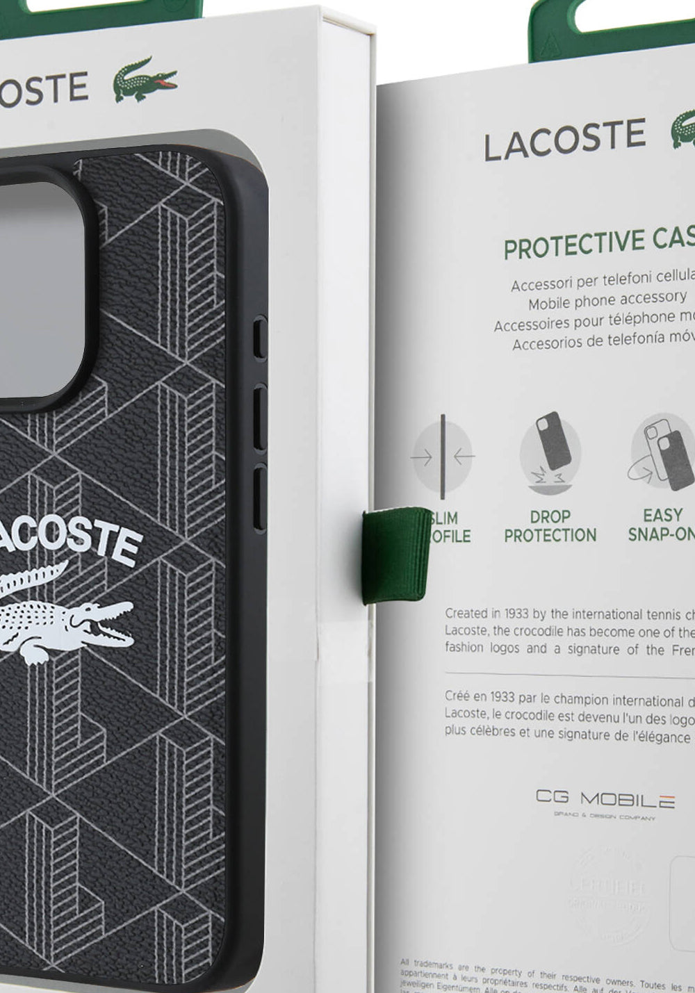 Apple iPhone 16 Pro Kılıf Lacoste Orijinal Lisanslı Manyetik Şarj Uyumlu Mono Vintage Logo Kapak