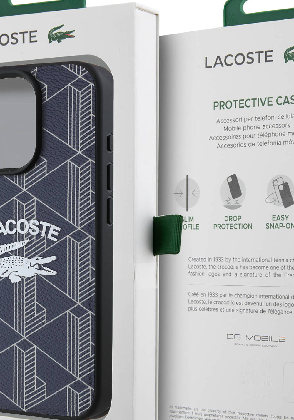 Apple iPhone 16 Pro Kılıf Lacoste Orijinal Lisanslı Manyetik Şarj Uyumlu Mono Vintage Logo Kapak