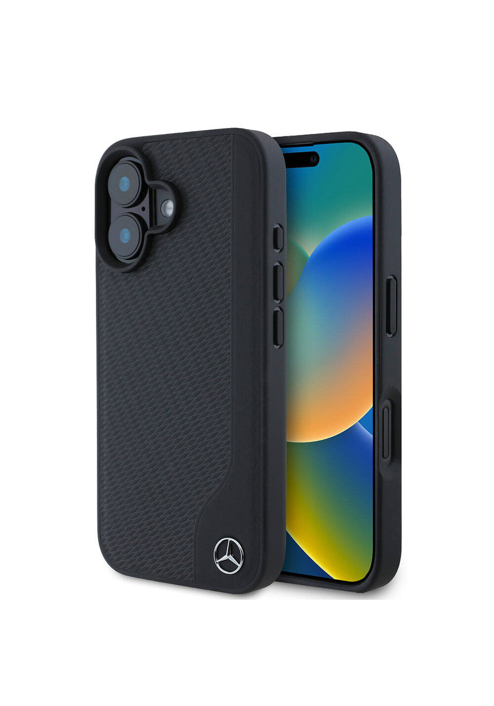 Apple iPhone 16 Kılıf Mercedes Benz Orijinal Lisanslı Manyetik Şarj Uyumlu 3D Metal Logolu Wood Imitation Deri Kapak